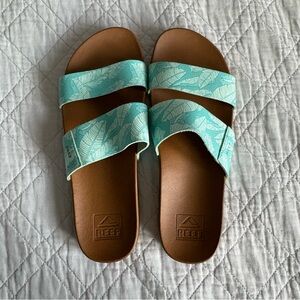 Reef Aqua Leaf Double-Strap Slide Sandals Women’s Size 8